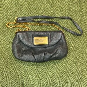 Marc By Marc Jacobs Black Leather Crossbody Bag with Gold Chain
